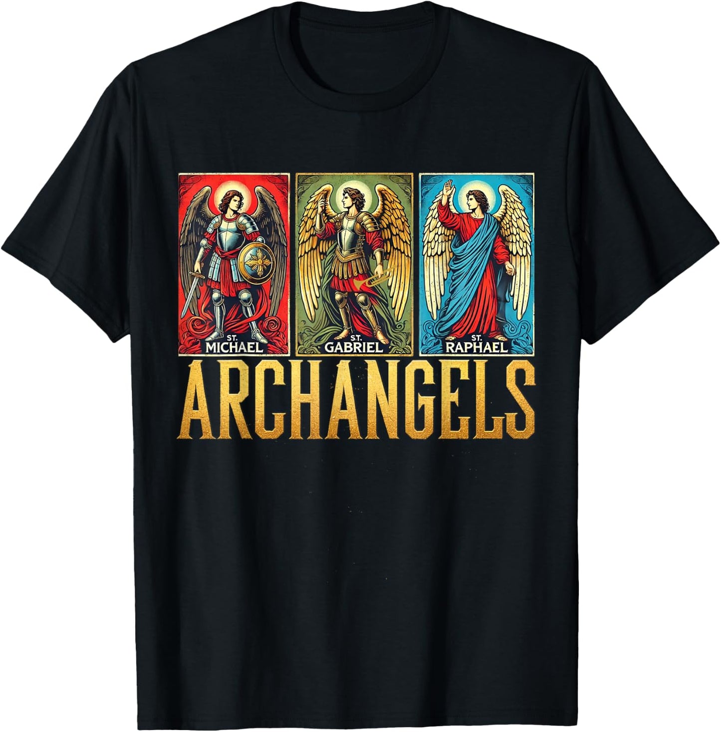 Saint Michael Catholic Archangels Biblical T-Shirt - T-Shirt | Black