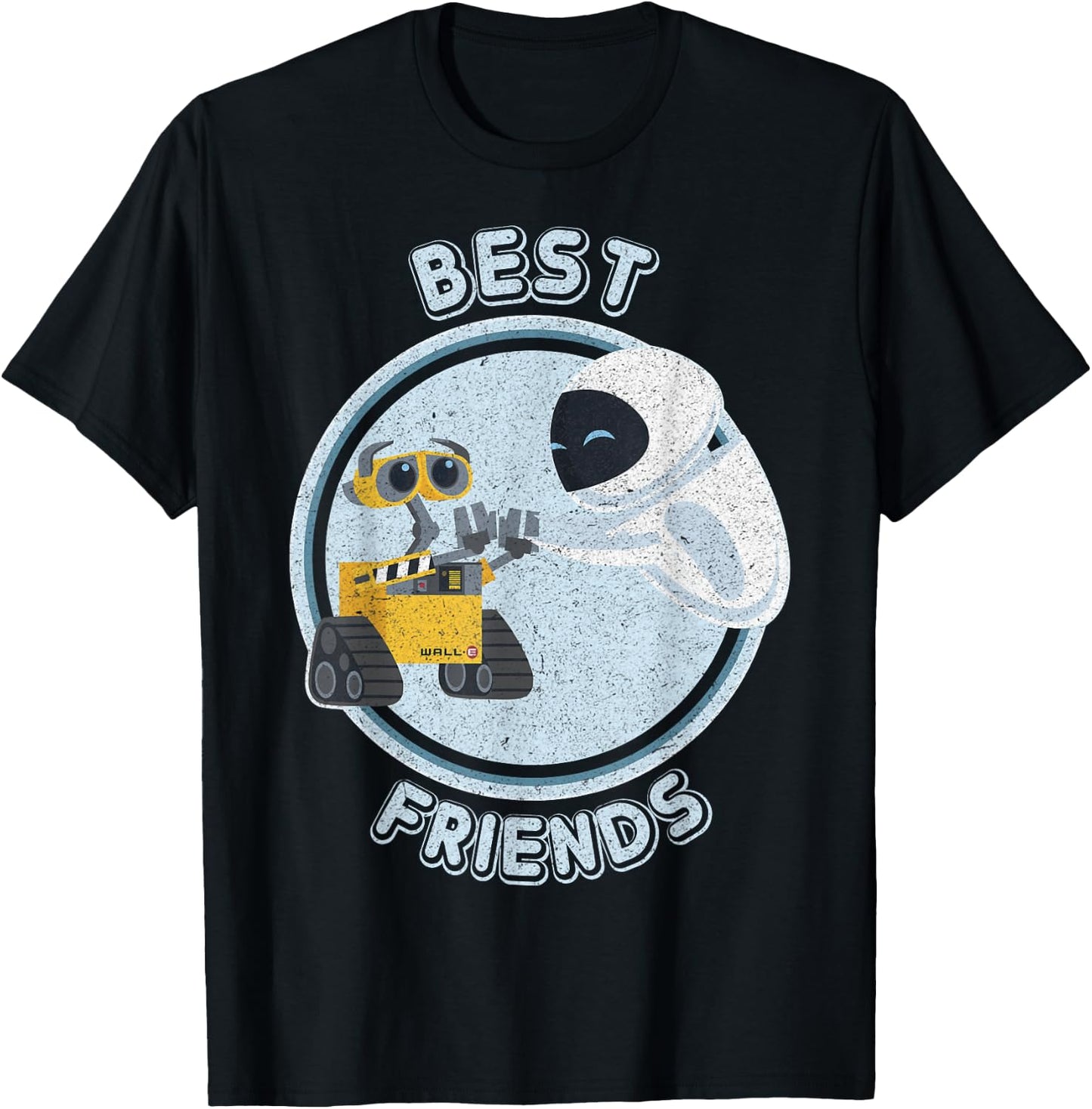 Disney Pixar Wall-E & EVE Best Friends High Five Vintage T-Shirt - T-Shirt | Black