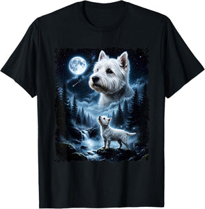 West Highland White Terrier Howling At The Moon Halloween T-Shirt - T-Shirt | Black