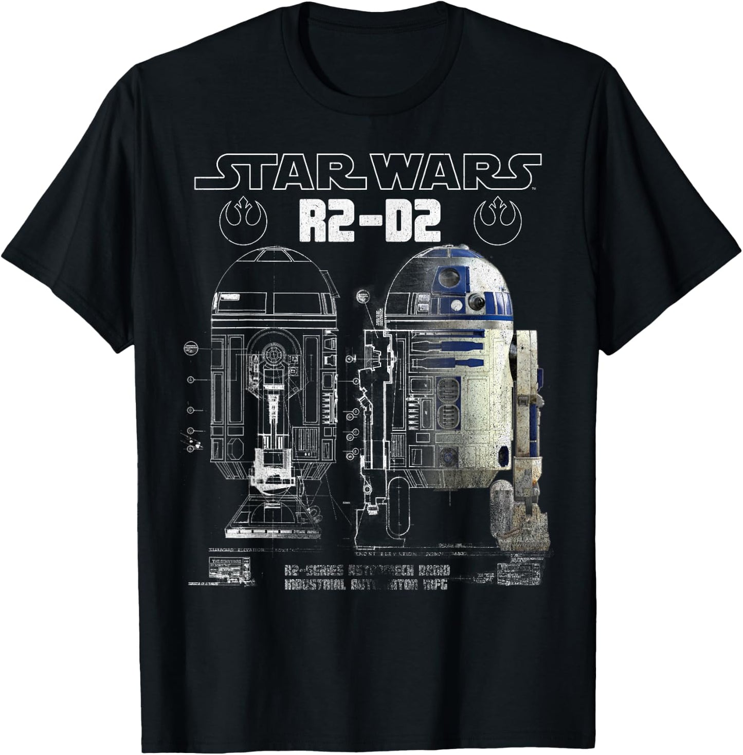Star Wars R2-D2 Astromech Droid Schematic Graphic T-Shirt - T-Shirt | Black