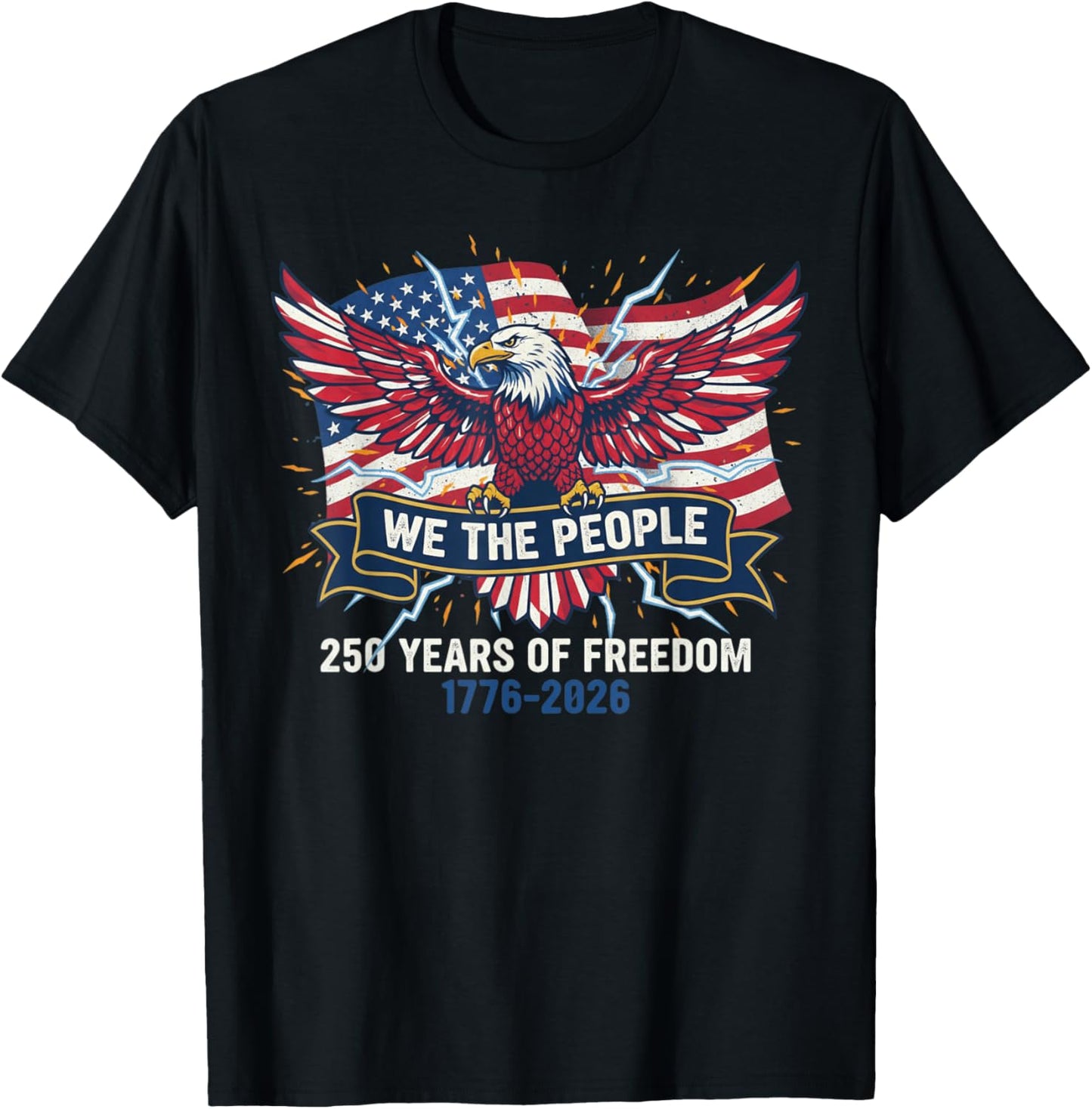 250th Anniversary USA Floral 4th of July Patriotic 250 Years T-Shirt - T-Shirt | Black