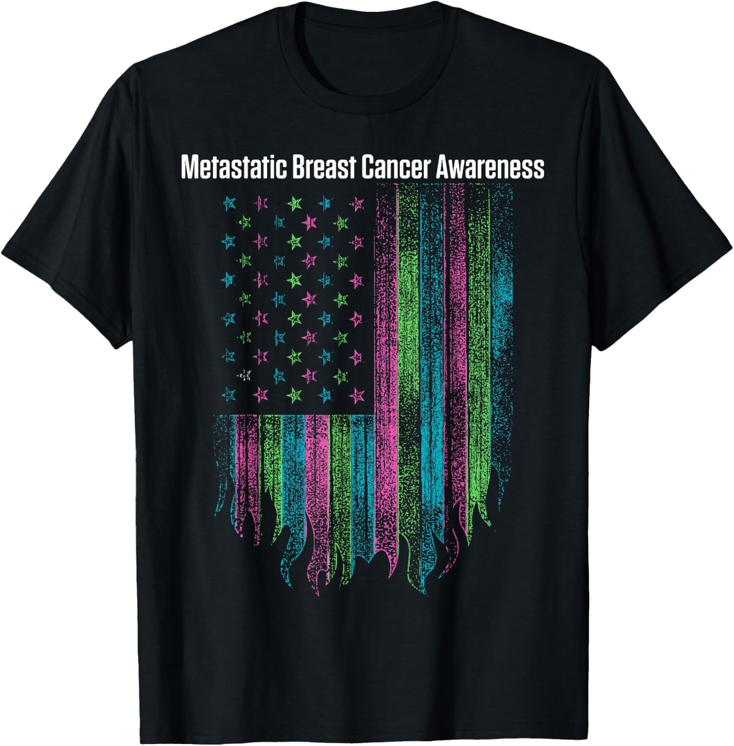 Metastatic Breast Cancer Awareness Flag Warrior T-Shirt - T-Shirt | Black