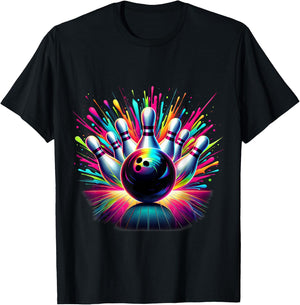 Colorful Bowling Game Day Bowling Cute Vibrant Color 3 T-Shirt - T-Shirt | Black