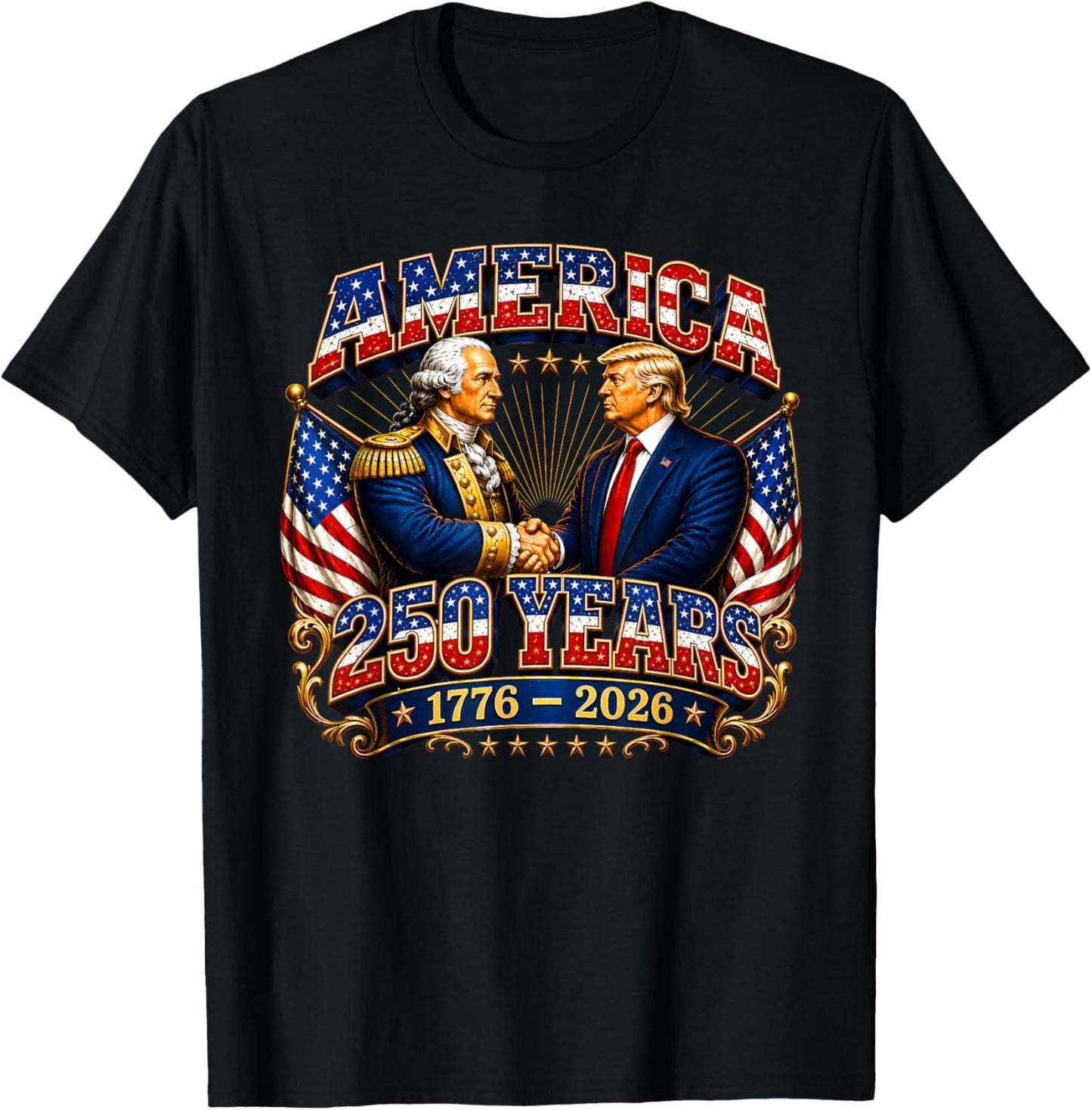250 Years America Anniversary 250th Trump Washington Vintage T-Shirt - T-Shirt | Black