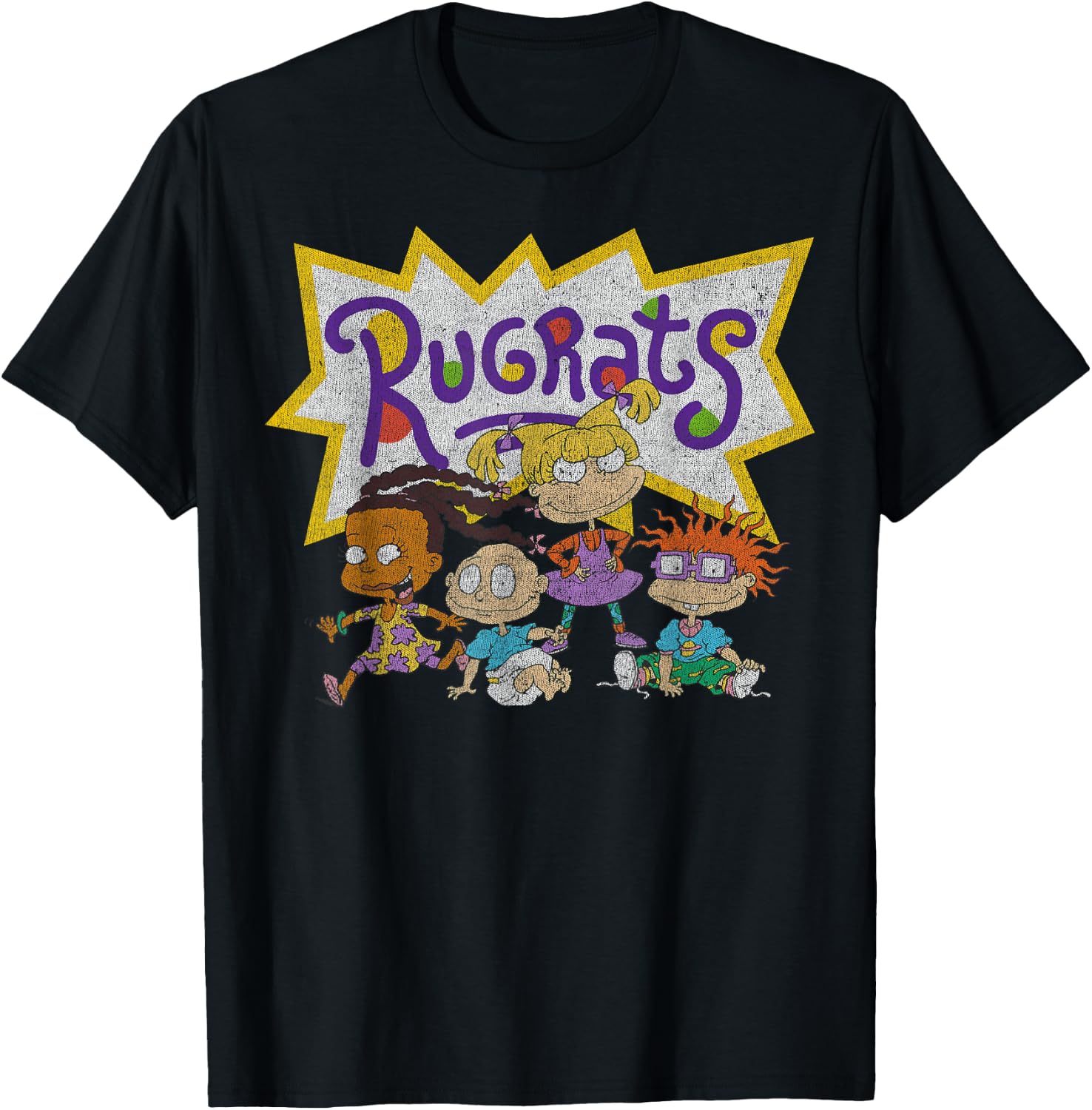 Nickelodeon Rugrats Vintage Group Shot Logo T-Shirt - T-Shirt | Black