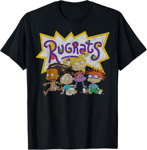 Nickelodeon Rugrats Vintage Group Shot Logo T-Shirt - T-Shirt | Black