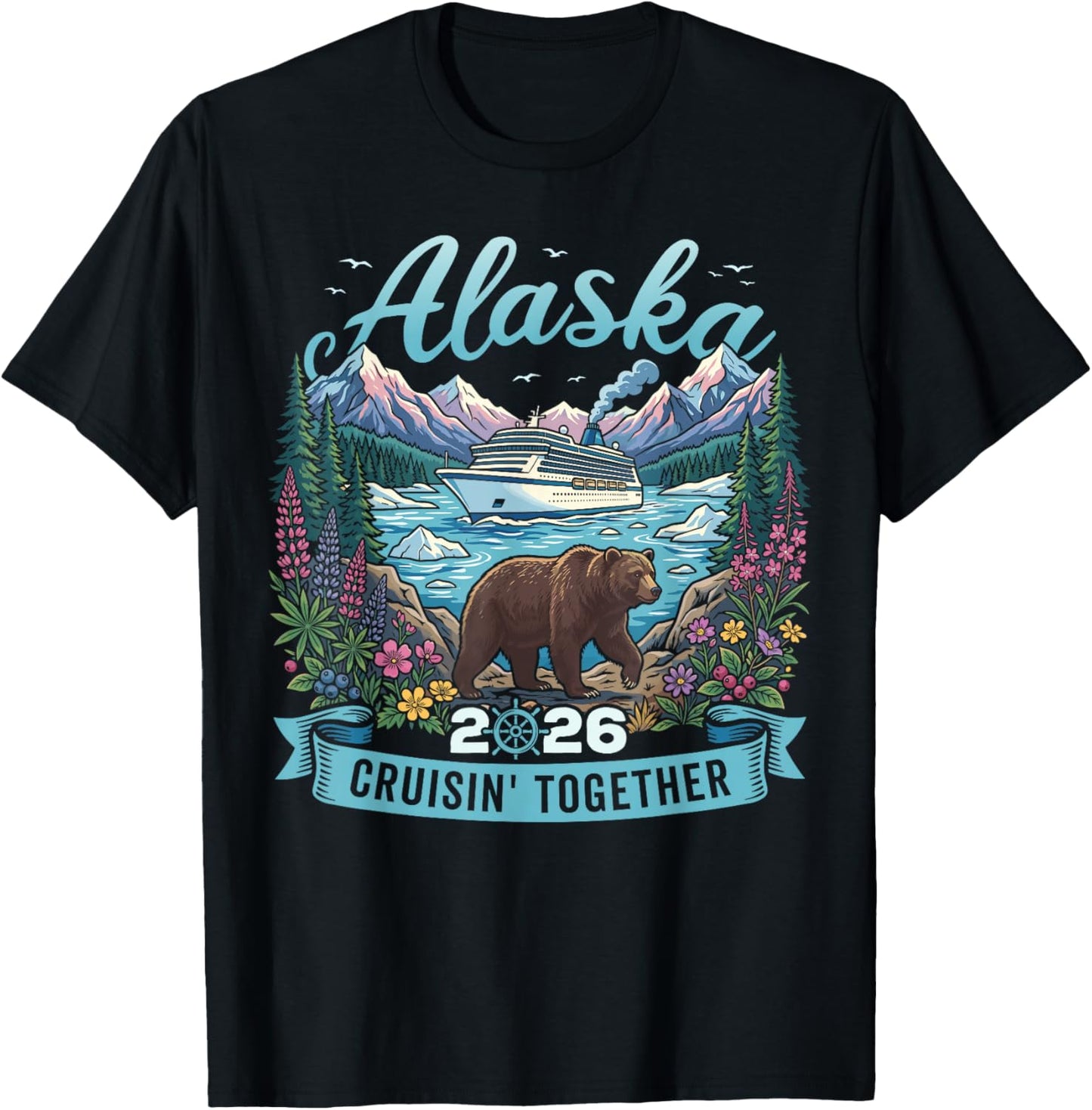 Matching Family Friends Group Travel Alaska Cruise 2026 T-Shirt - T-Shirt | Black