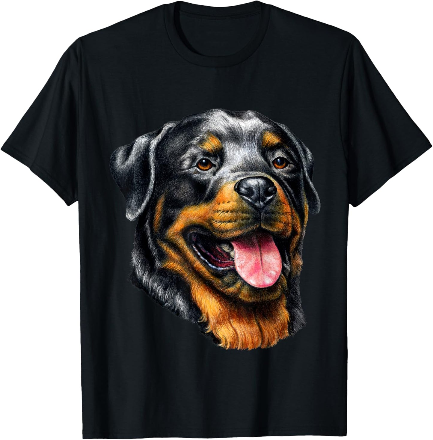 Face Portrait Watercolor Painting Rott Cool Dog Rottweiler T-Shirt - T-Shirt | Black