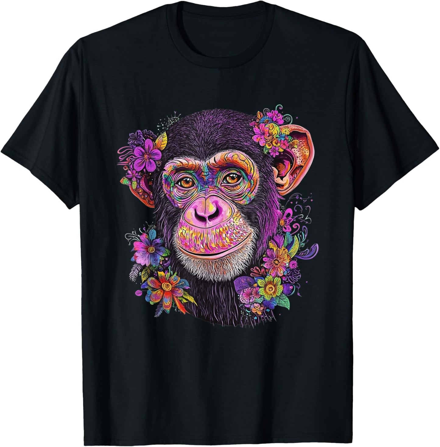 Aesthetic Chimpanzee Graphic Cute Chimpanzee Women Girls T-Shirt - T-Shirt | Black