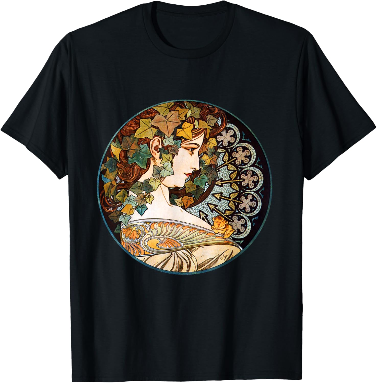 Vintage Green Ivy Goddess T-Shirt - T-Shirt | Black