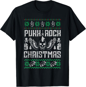 Punk Rock Ugly Grunge Holiday Christmas Music Design T-Shirt - T-Shirt | Black