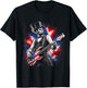 abe Lincoln Playing Guitar USA Flag 4th July Lincoln Guitar T-Shirt - T-Shirt | Black
