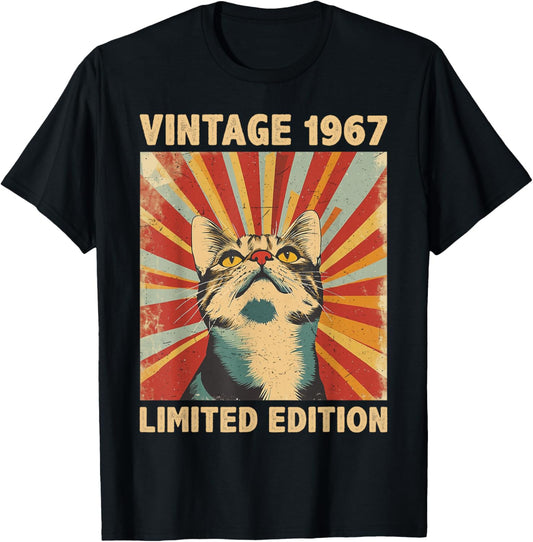 59 Years Old Gift Vintage 1967 Cat Lover 59th Birthday T-Shirt - T-Shirt | Black