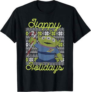 Disney Pixar Toy Story Christmas Alien Vintage Ugly Sweater T-Shirt - T-Shirt | Black