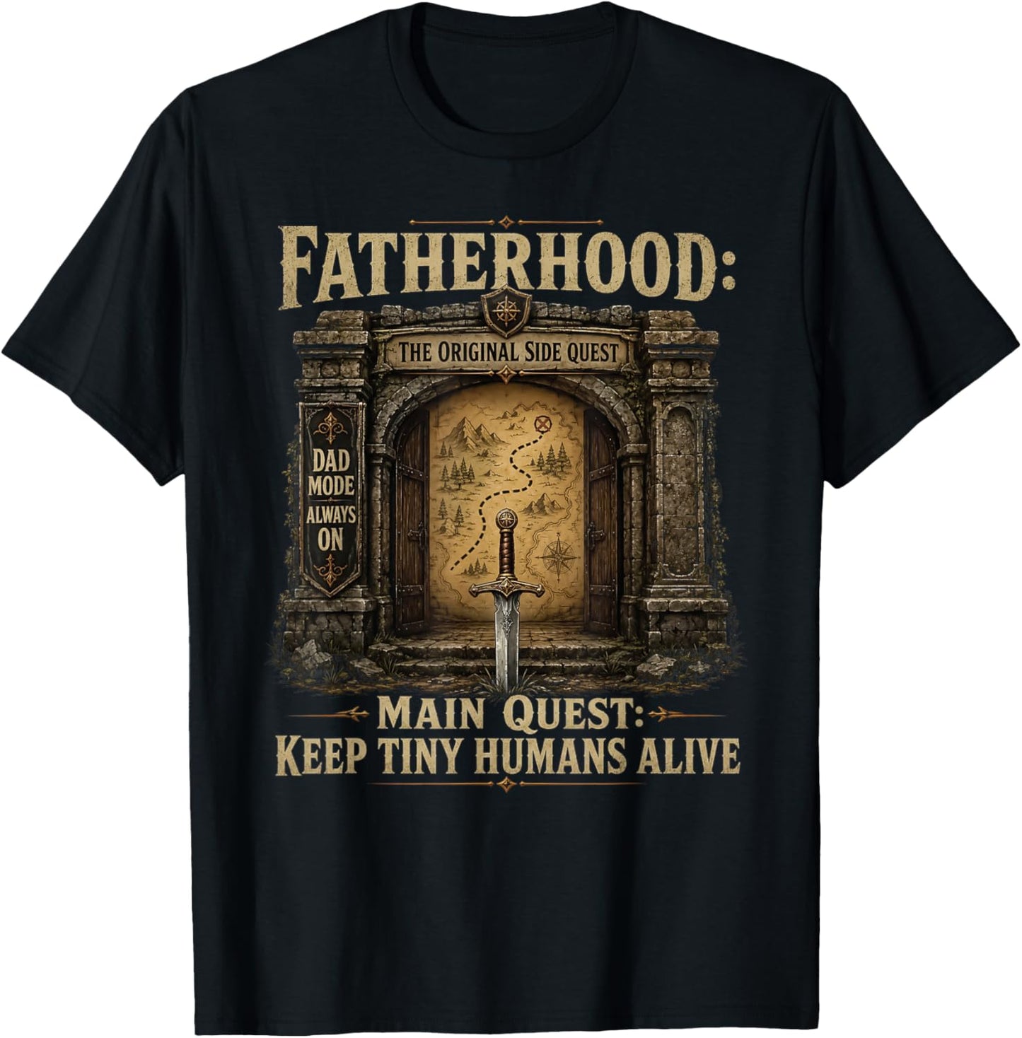 Father Fatherhood The Original Side Quest Dad Mode T-Shirt - T-Shirt | Black