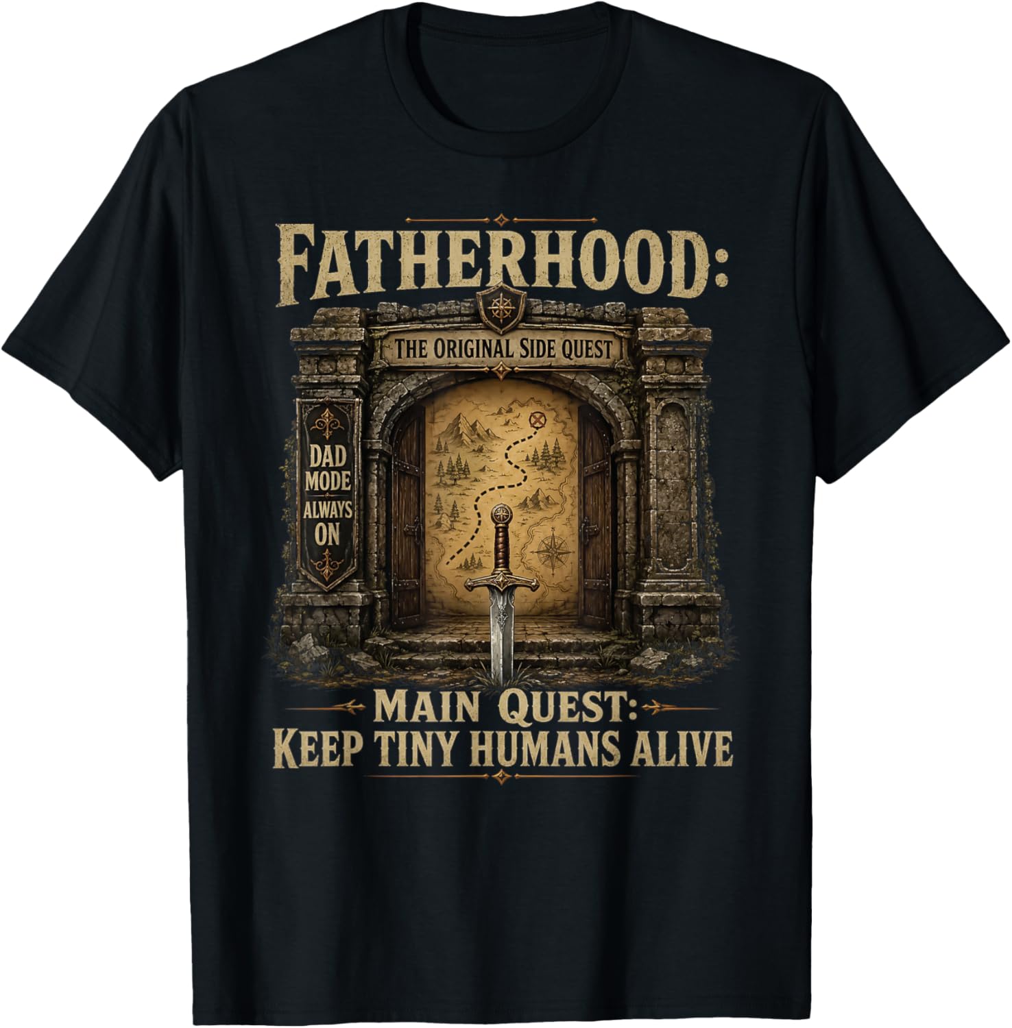 Father Fatherhood The Original Side Quest Dad Mode T-Shirt - T-Shirt | Black