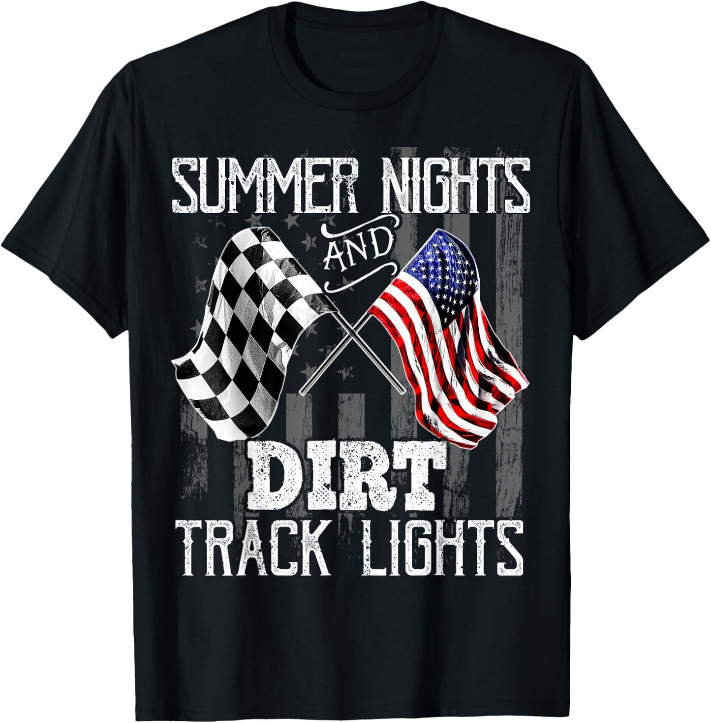 Summer Nights Dirt Track Lights Racing Motocross Gift Men T-Shirt - T-Shirt | Black