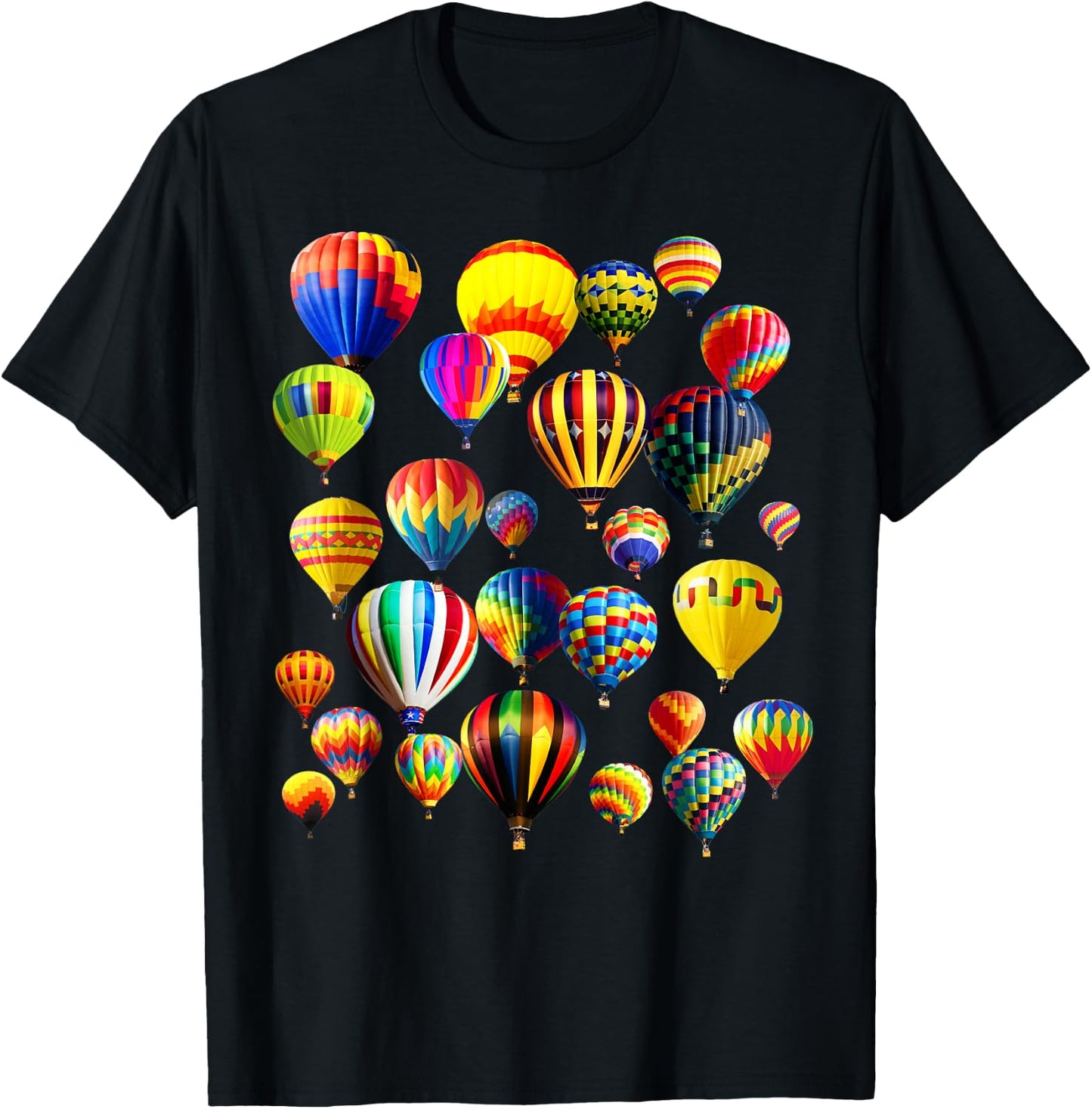 Colorful Cute Hot Air Balloon Ride Vacation Flying Balloons T-Shirt - T-Shirt | Black