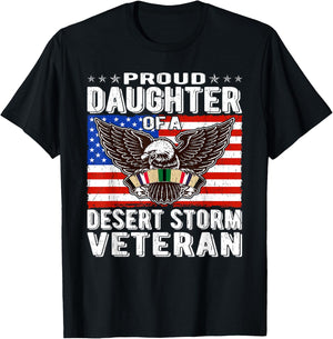 Proud Daughter Of Desert Storm Veteran Persian Gulf War Gift T-Shirt - T-Shirt | Black