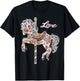 Carousel horse vintage illustration quilting style shirt. T-Shirt - T-Shirt | Black