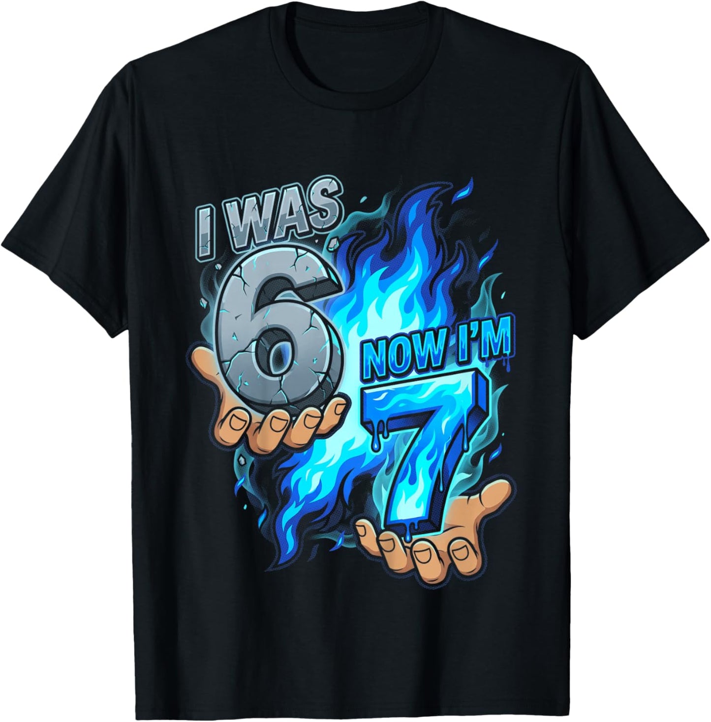 Kids I was 6 Now I'm 7 7th Birthday 6 7 Birthday Boys T-Shirt - T-Shirt | Black
