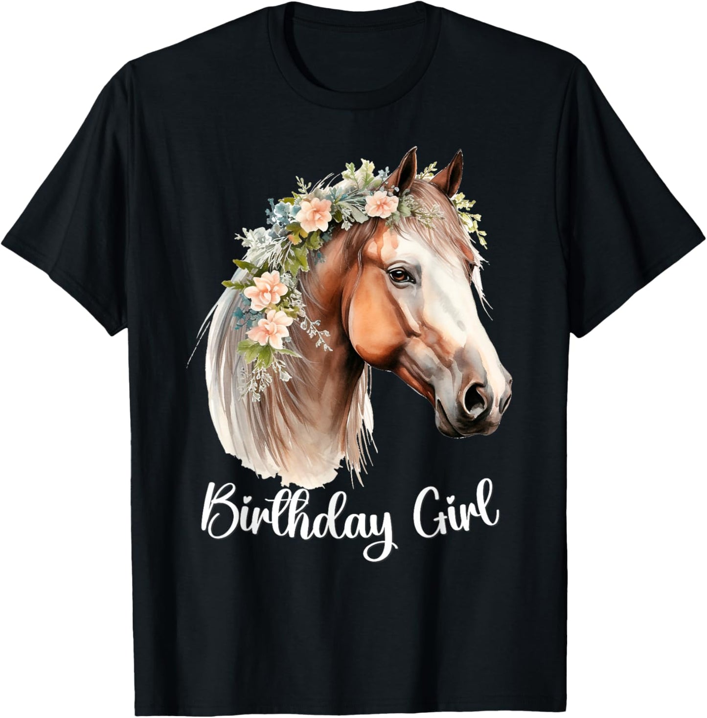 Horse Birthday Girl Party Outfit Pony Daughter Women Girls T-Shirt - T-Shirt | Black