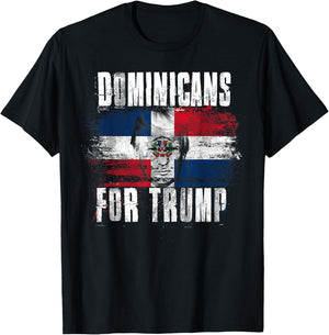 Dominicans For Trump American Dominican Republic Patriotic T-Shirt - T-Shirt | Black