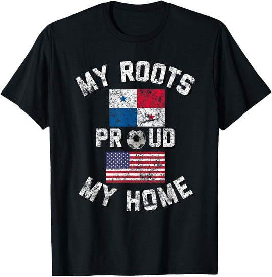 Panama Soccer My Roots My Home Vintage Flag Fan Shirt T-Shirt - T-Shirt | Black
