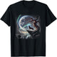 Wolf howling in crescent moon T-Shirt - T-Shirt | Black