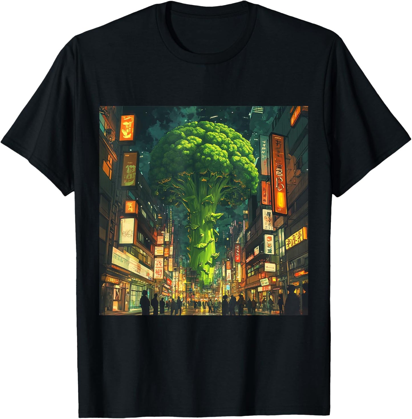 Mob Psycho100 Anime Fan Art Broccoli Tree City T-Shirt - T-Shirt | Black