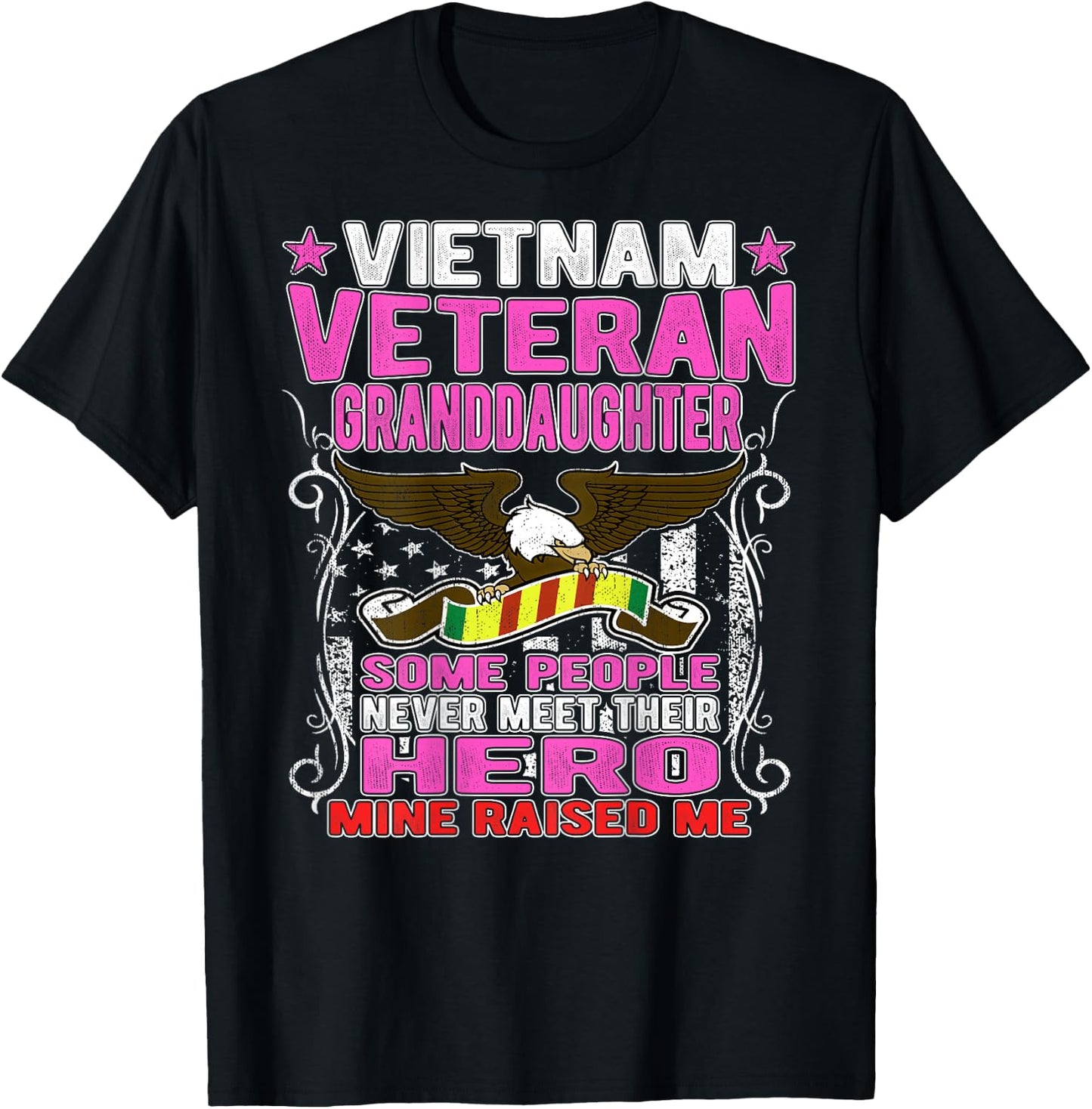 Proud Vietnam Veteran Granddaughter Shirt Military Vet Gift T-Shirt - T-Shirt | Black