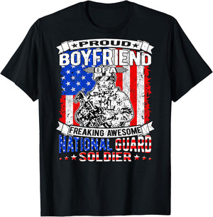 Proud Boyfriend of A National Guard Soldier Military Lover T-Shirt - T-Shirt | Black