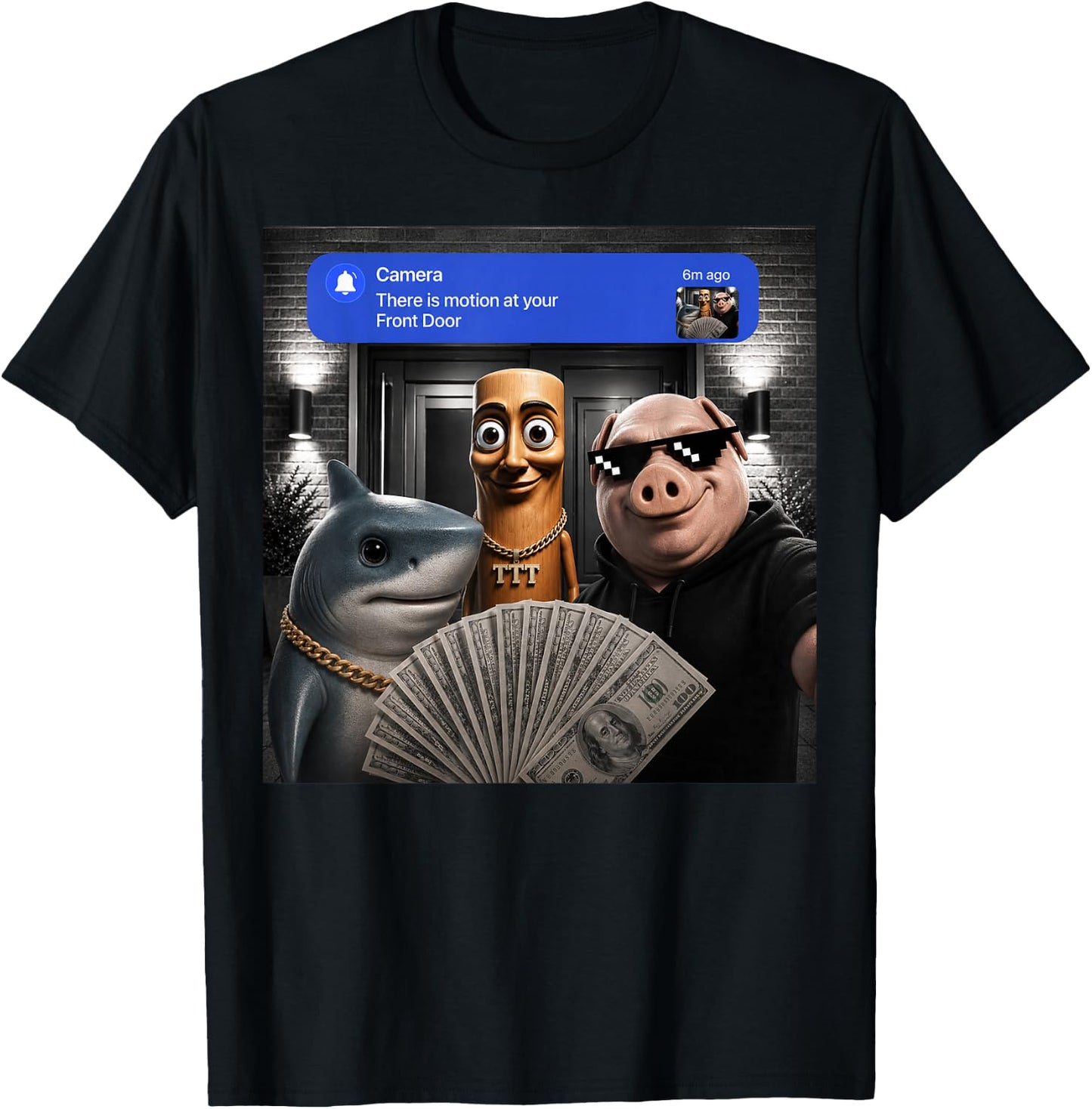 Funny Meme Tung Tung Tung Sahur John Pork Tralalero Tralala T-Shirt - T-Shirt | Black