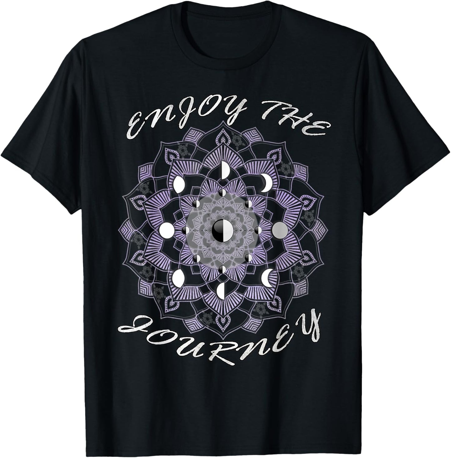 Moon Phases Inspirational Quote Enjoy The Journey Inspiring T-Shirt - T-Shirt | Black