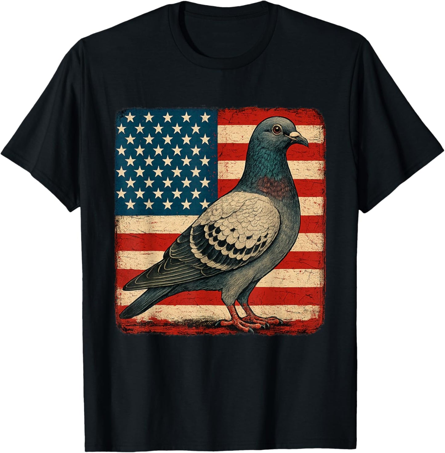 Pigeon Bird 4th of July USA Patriotic Pigeon USA Flag T-Shirt - T-Shirt | Black