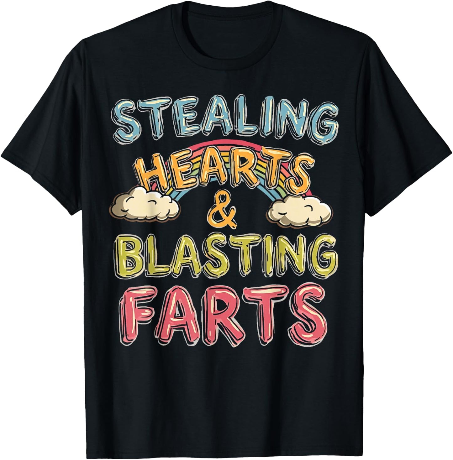 Stealing Hearts And Blasting Farts Funny Valentines T-Shirt - T-Shirt | Black
