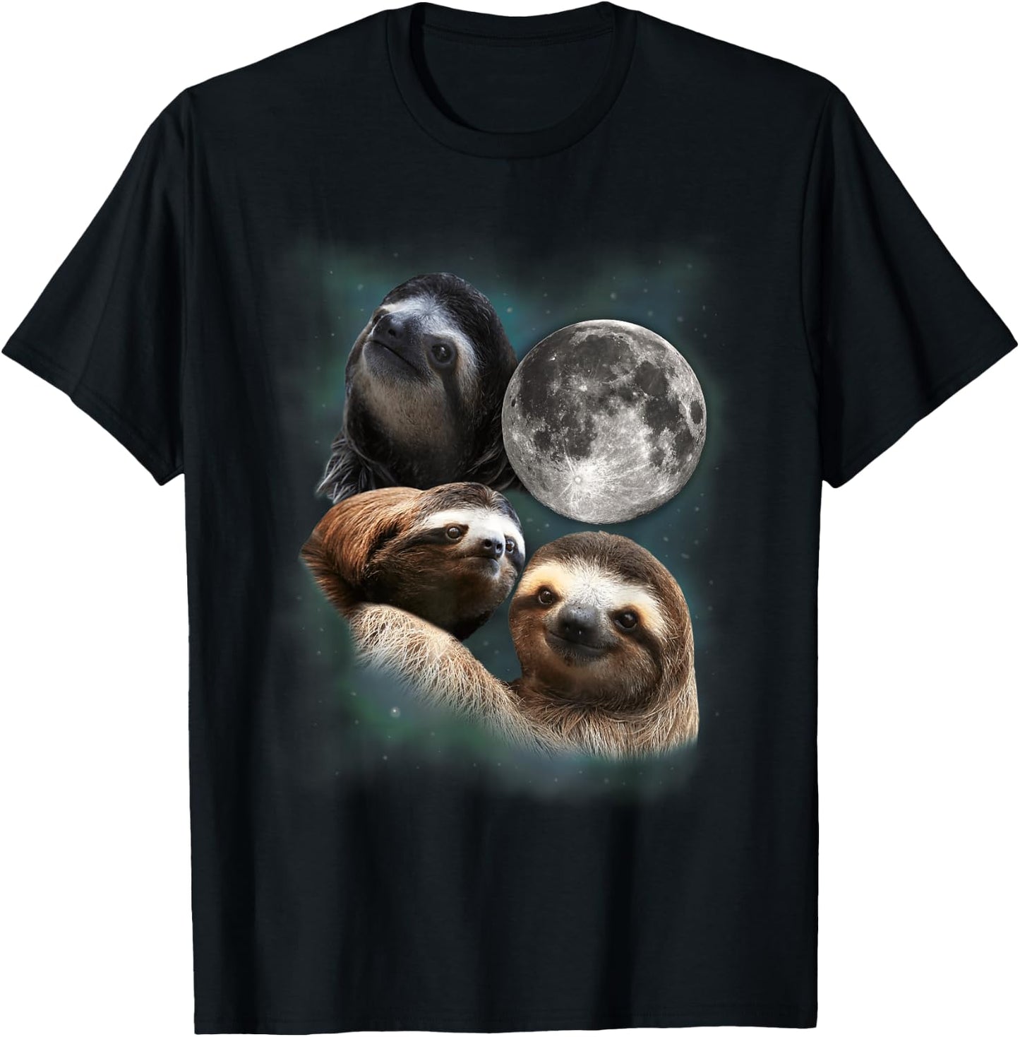 Three Sloths Moon Parody Shirt - Funny Wolf Parody T-Shirt - T-Shirt | Black
