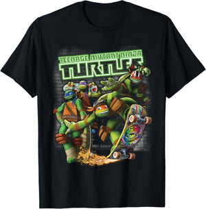 TMNT Ninjas Neon Skateboarding T-Shirt - T-Shirt | Black