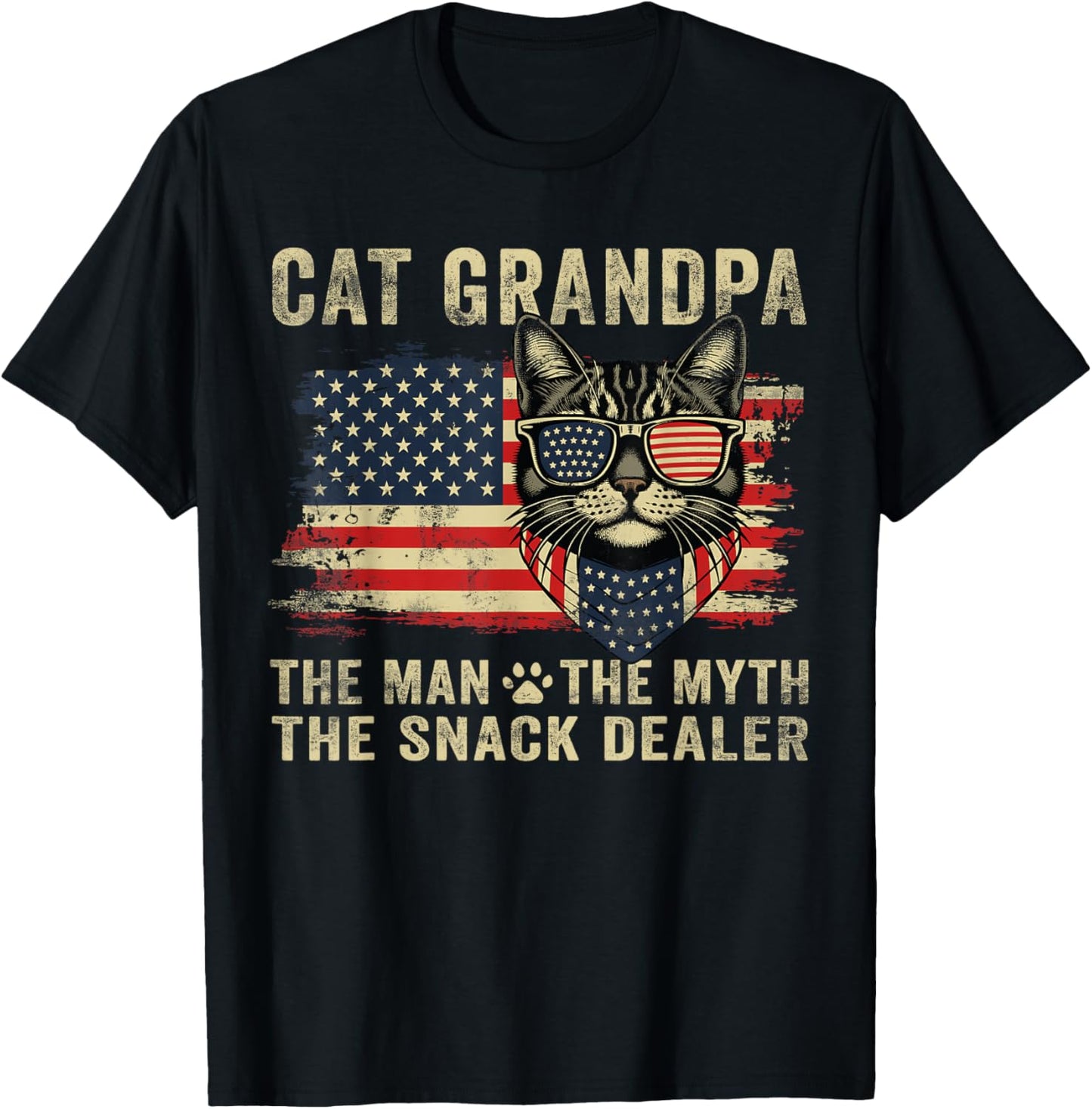Cat Grandpa The Man The Myth The Snack Dealer Father's Day T-Shirt - T-Shirt | Black