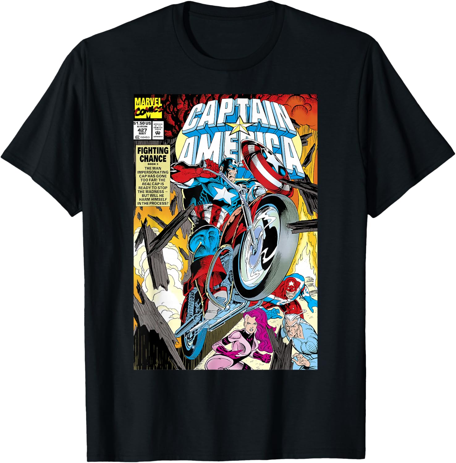 Marvel Captain America Fighting Chance Book 3 Comic Cover T-Shirt - T-Shirt | Black