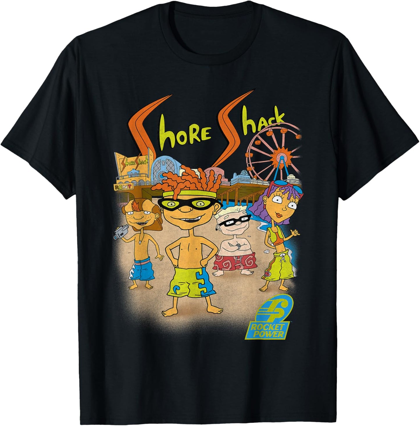 Nickelodeon Rocket Power Beach Scene T-Shirt - T-Shirt | Black