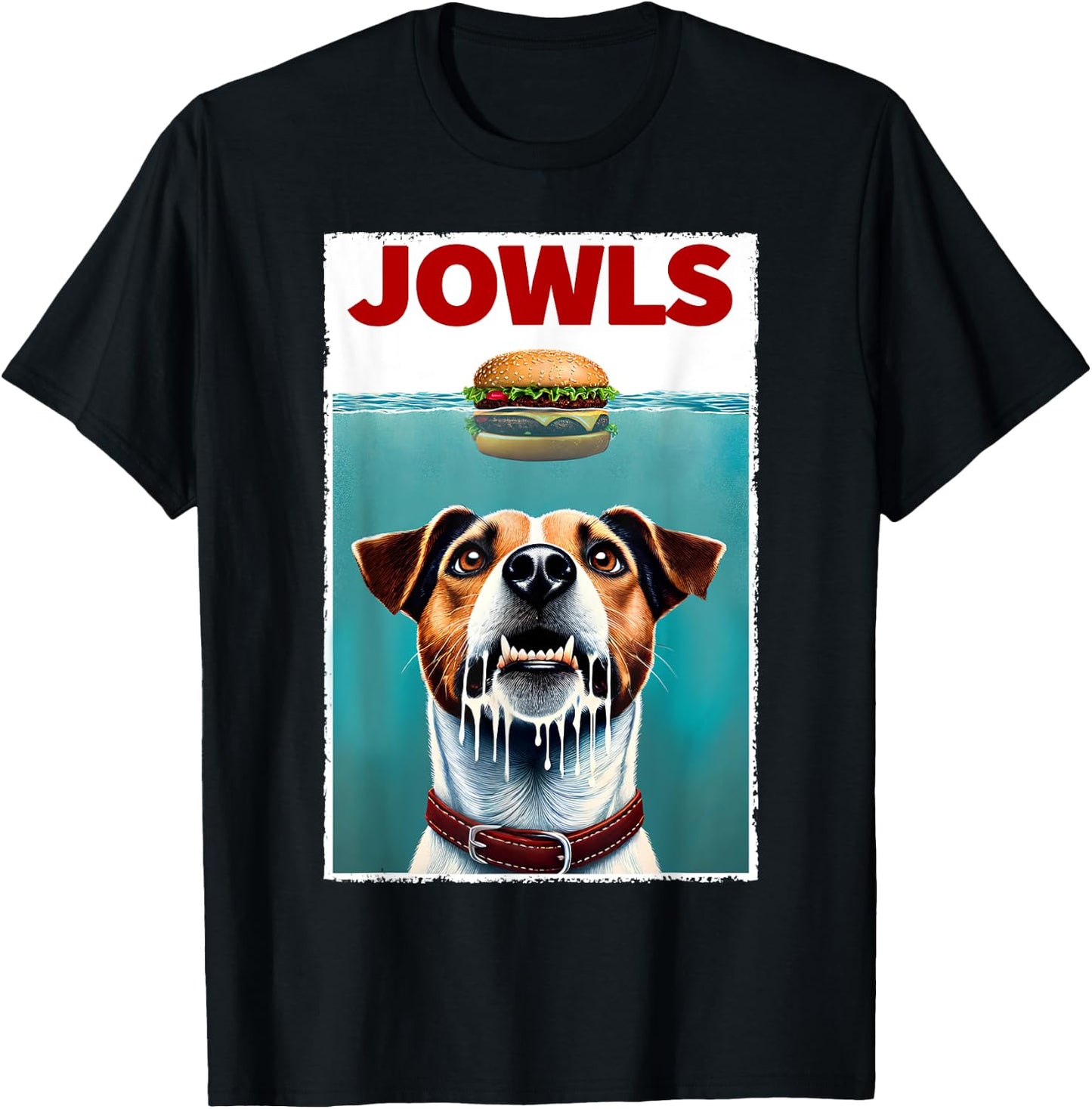 Funny Jack Russell Terrier and Hamburger Parody Jowls T-Shirt - T-Shirt | Black