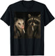 Funny Raccon and an Opossum Smoking Cigarette and Drinking T-Shirt - T-Shirt | Black