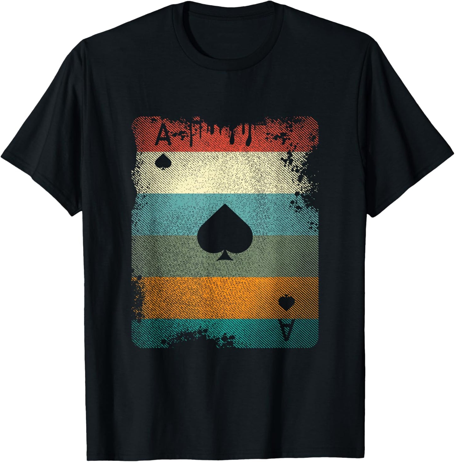 Vintage Poker Ace of Spades Retro Cards Gift T-Shirt - T-Shirt | Black