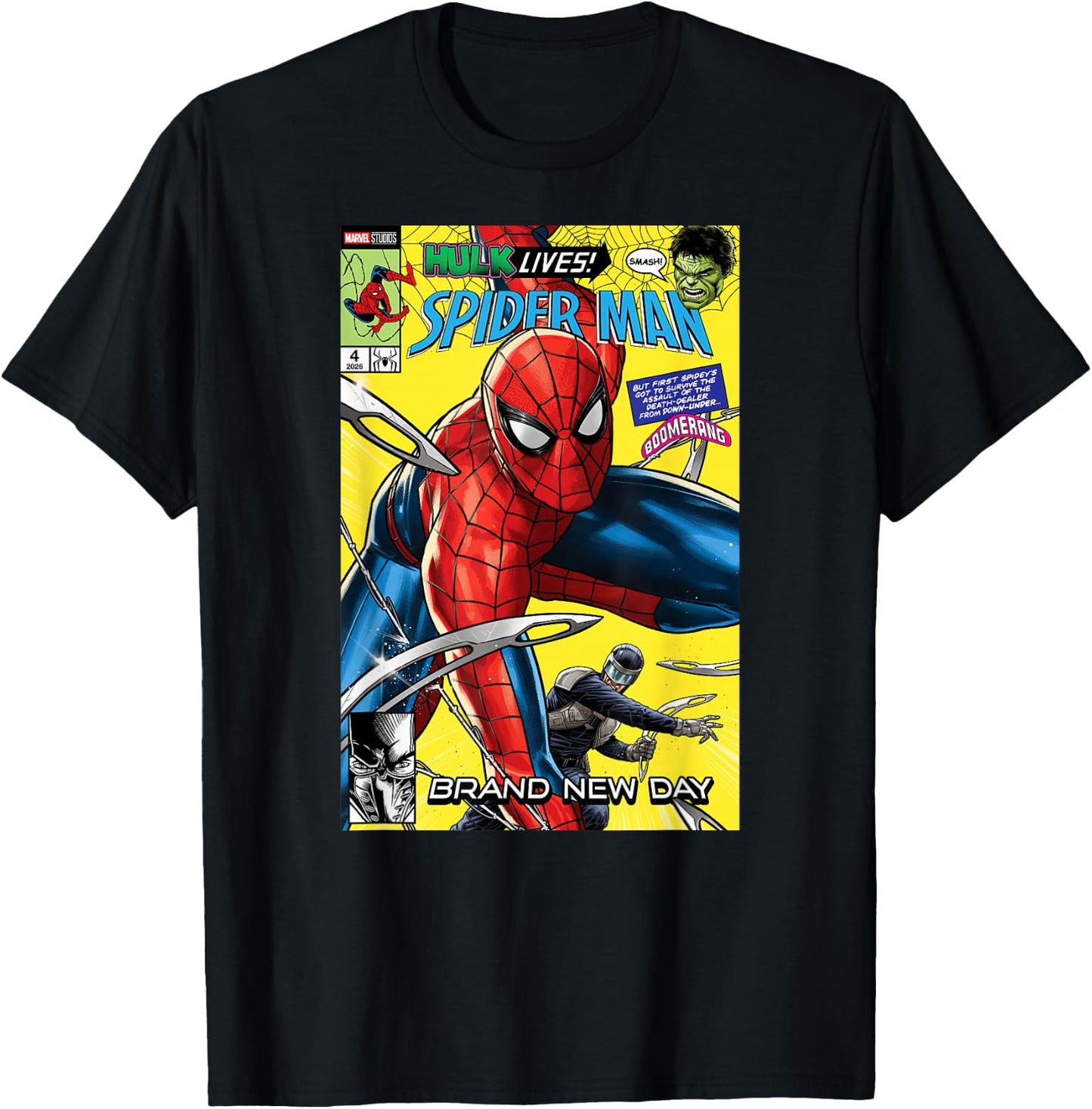 Marvel Spider-Man: BND Movie 2026 Hulk Boomerang Comic Cover T-Shirt - T-Shirt | Black