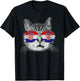 Croatian Croatia - Flag Cat Vintage Men Women Graphic Cool T-Shirt - T-Shirt | Black