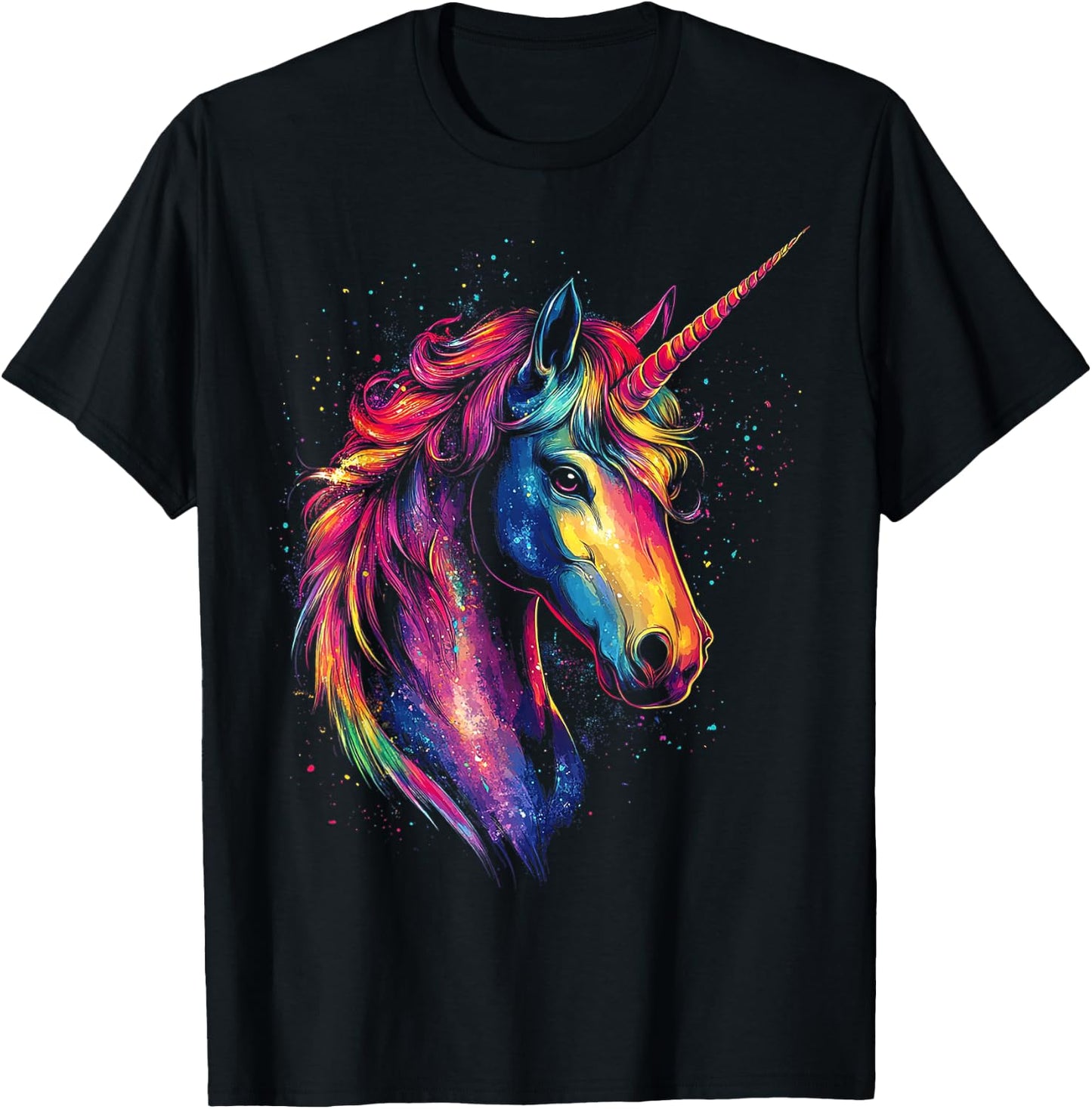 Unicorn Mythical Motif Fantasy Artwork Unicorn T-Shirt - T-Shirt | Black