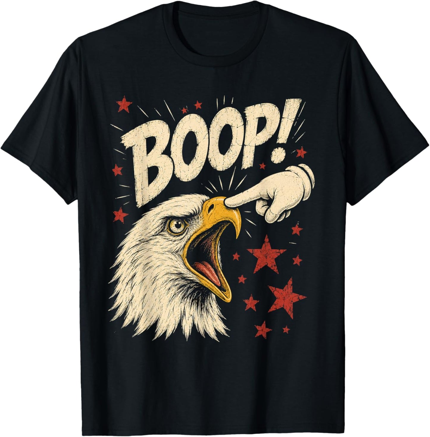 Funny Bald Eagle Boop Fourth of July Retro Humor T-Shirt - T-Shirt | Black