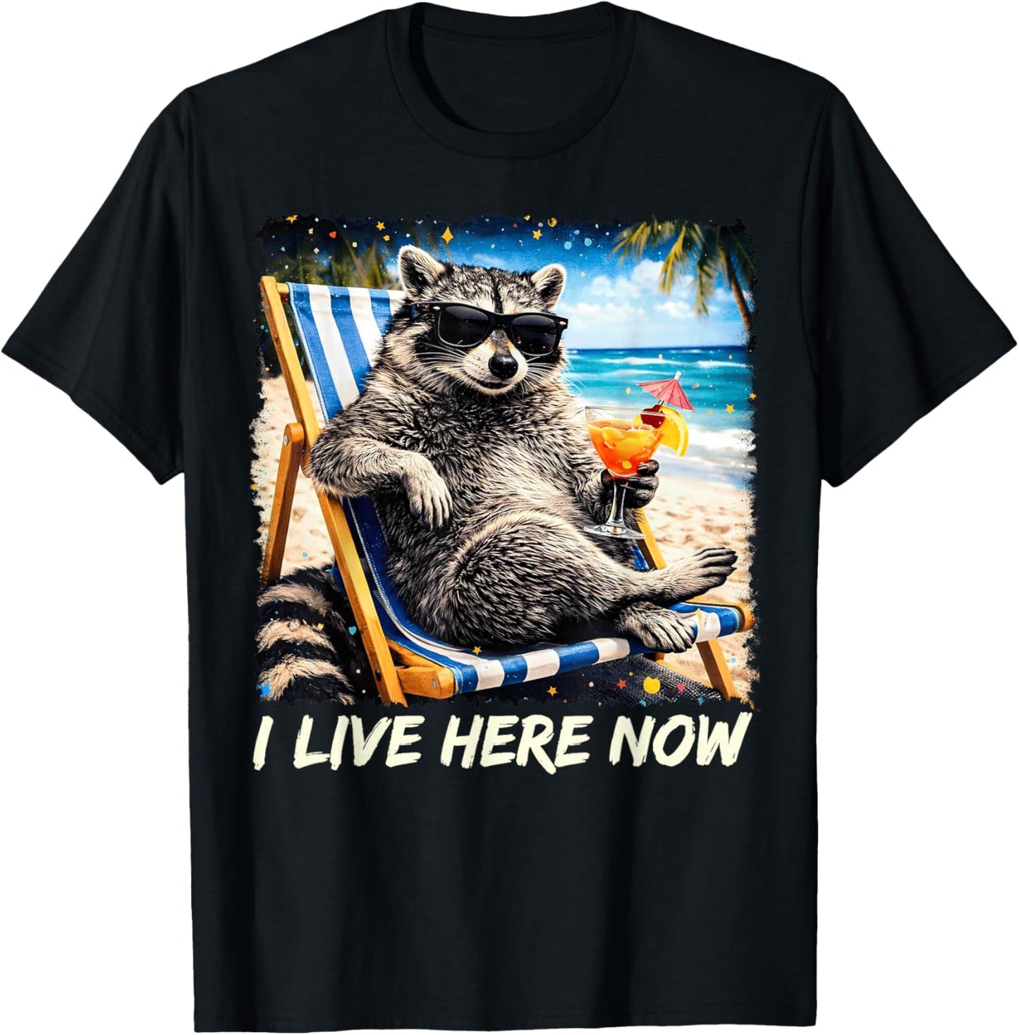 Funny I Live Here Now Raccoon Summer Gifts Women T-Shirt - T-Shirt | Black