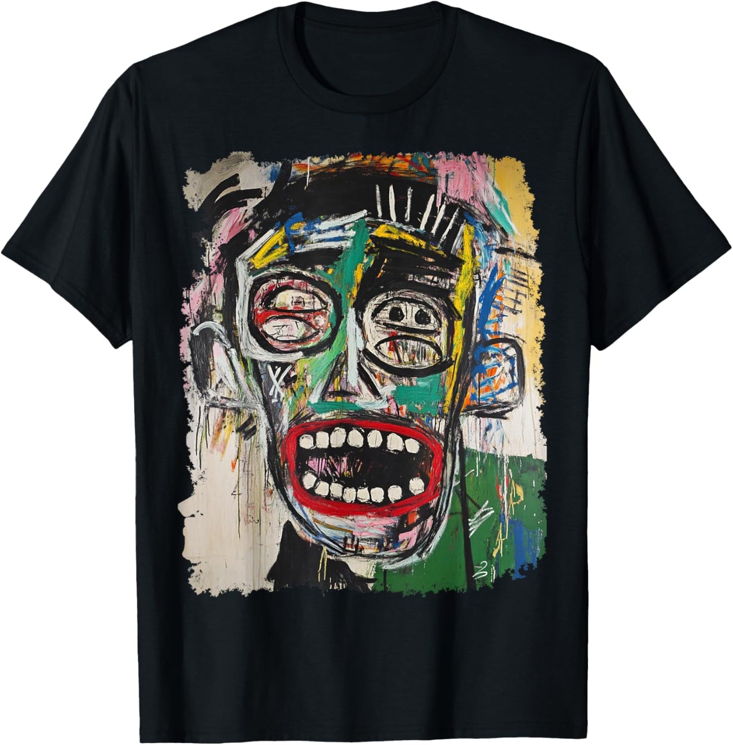 Abstract Face Art Painting T-Shirt - T-Shirt | Black